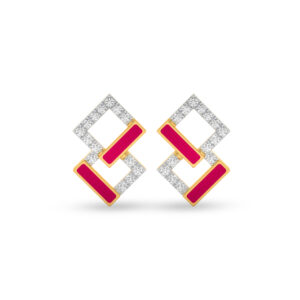 Glossy Square Stoned Diamond Earrings - Aziraa Collection - Image 4