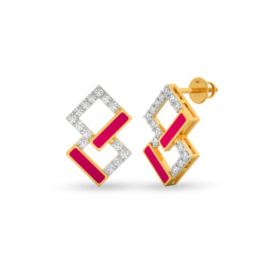 Glossy Square Stoned Diamond Earrings - Aziraa Collection - Image 3